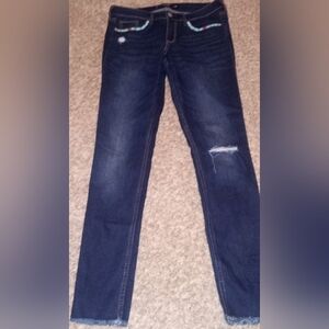 Women's Hollister Super Skinny Jeans Size 5 Color Blue Waist‎ 27 Cut Off...